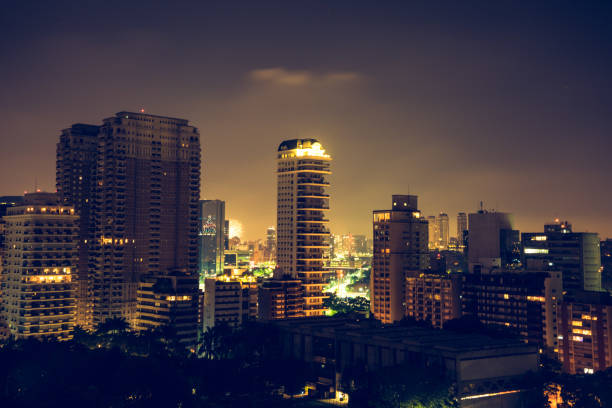 istock Colorful night cityscape presentation background 1089486654