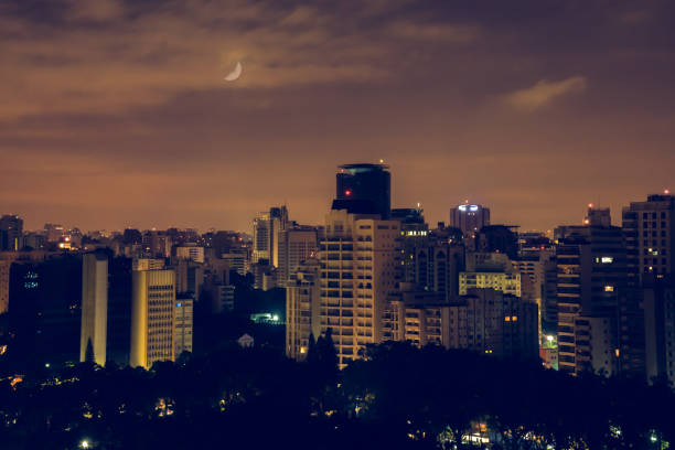 istock Colorful night cityscape presentation background 1089486672