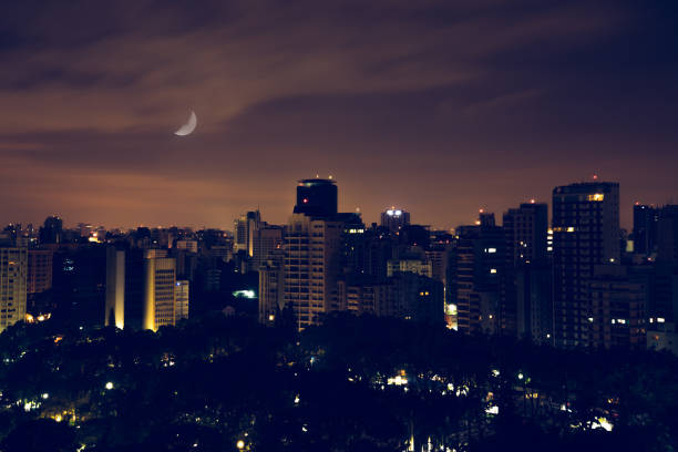 Colorful night cityscape presentation background
