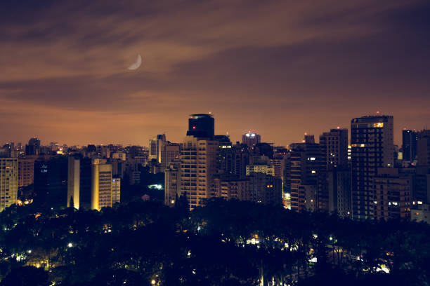 istock Colorful night cityscape presentation background 1089486678