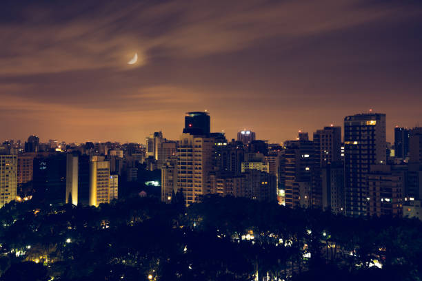 istock Colorful night cityscape presentation background 1089486704