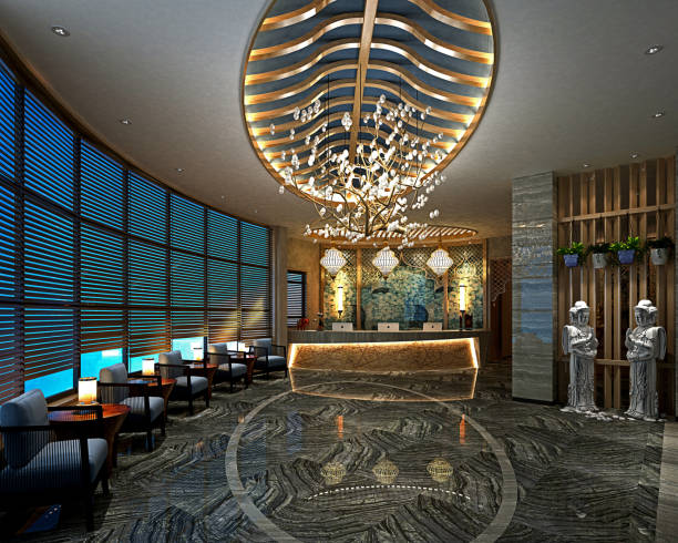 istock 3d render of luxury hotel lobby and reception 1089489632