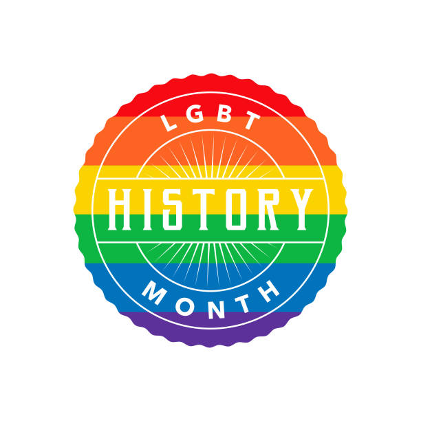 LGBT History Month Label An event label isolated on a transparent background. Color swatches are global for quick and easy color changes throughout the file. The color space is CMYK for optimal printing and can easily be converted to RGB for screen use. lgbt history month stock illustrations