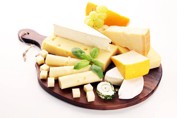 istock Cheese plate served with grapes, various cheese on a platter 1089490800