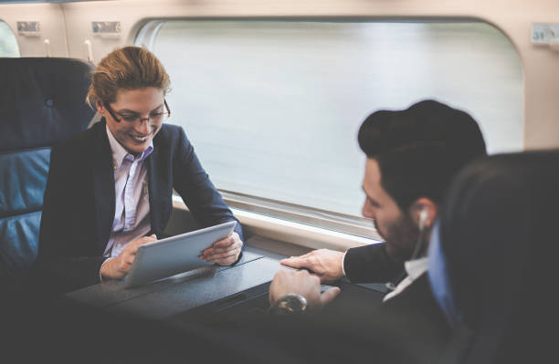 istock Business People Having a Meeting on a Train 1089497536