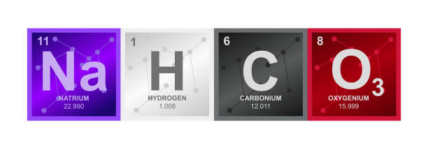 ilustrações, clipart, desenhos animados e ícones de símbolo do vetor de carbonato de sódio na2co3 composto consistindo de sódio, carbono e oxigênio átomos e moléculas - carbonic acid