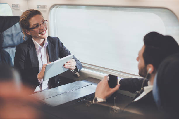 istock Business People Having a Meeting on a Train 1089497558