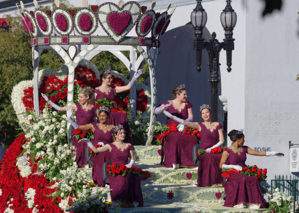 Rose Queen and Royal Court shown during the 130th Tournament of Roses Parade in Pasadena, California.