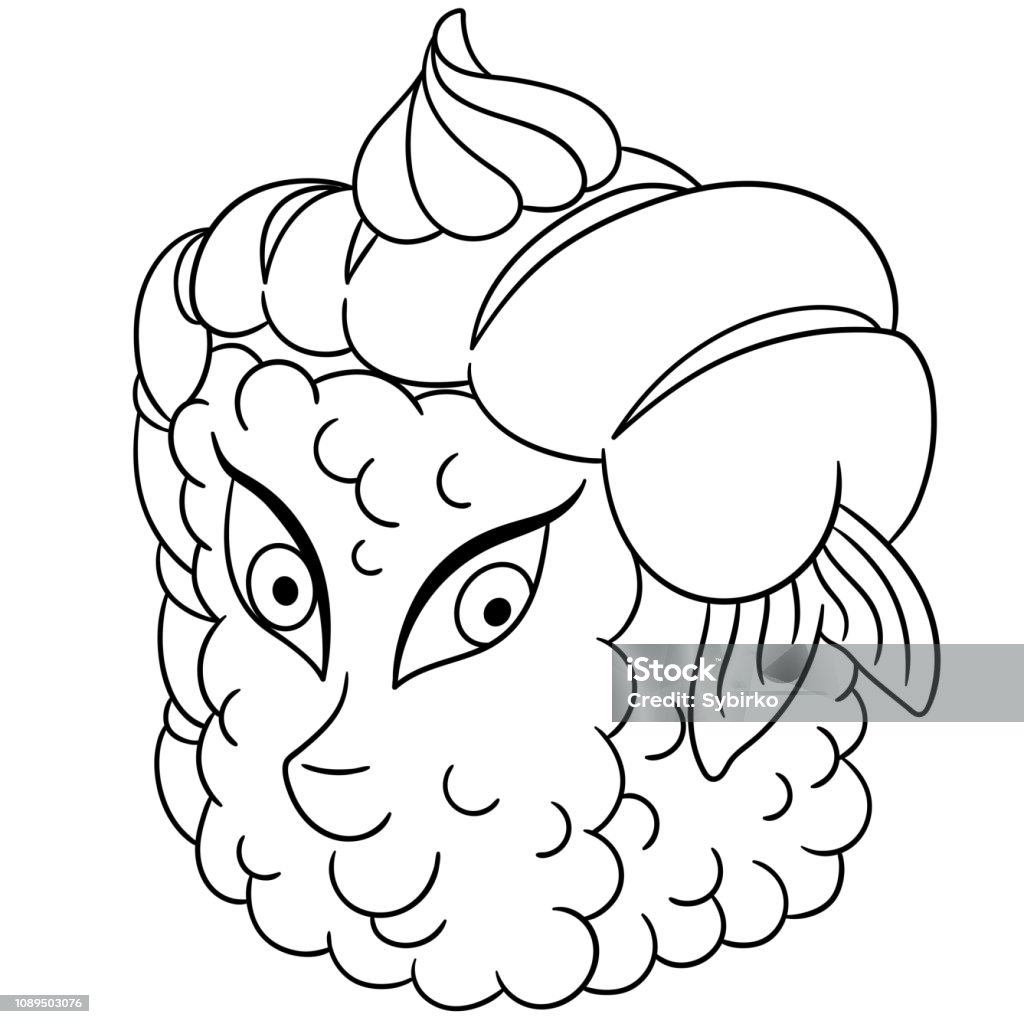 Coloring page with cute sushi roll Coloring page. Cartoon sushi food. Coloring book design for kids. Anthropomorphic Face stock vector