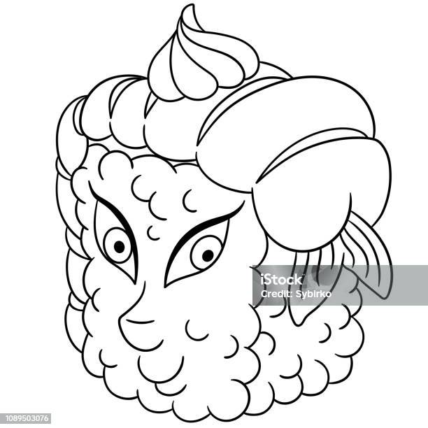 Coloring Page With Cute Sushi Roll Stock Illustration - Download Image Now - Anthropomorphic Face, Beauty, Black And White