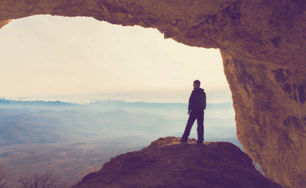 istock A man in mainsails and caves, sunset 1089505964