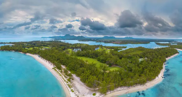 Photo of Aerial view of Ile aux Cerfs, Mauritius.The famous deer island.
