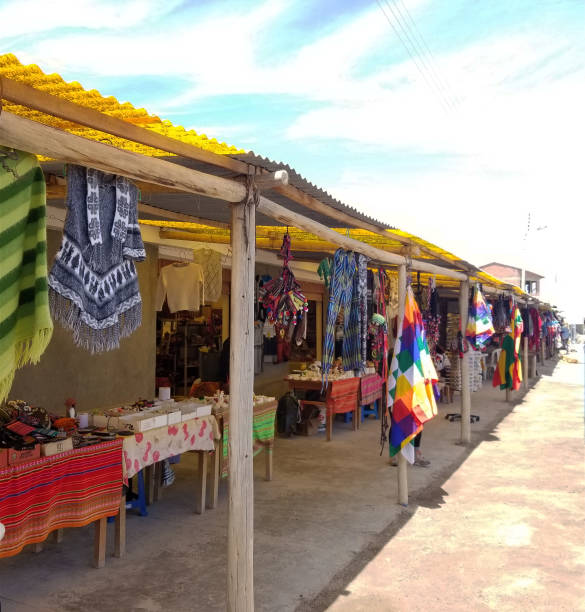 istock store selling South American Indian woven fabrics. 1089524774