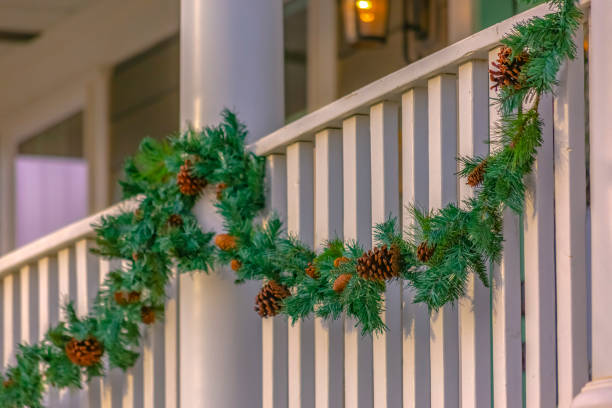 istock Decorative Christmas fir with pine cones on white 1089527904