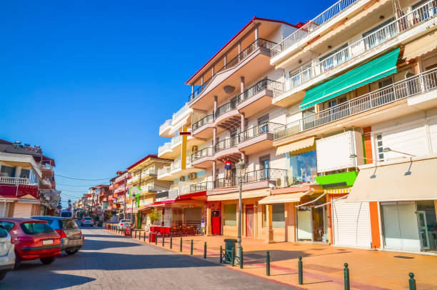 Beautiful street in Paralia Katerini, Greece Beautiful street in Paralia Katerini, Greece paralia stock pictures, royalty-free photos & images
