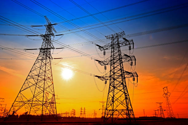 istock Electric tower, silhouette at sunset 1089541278