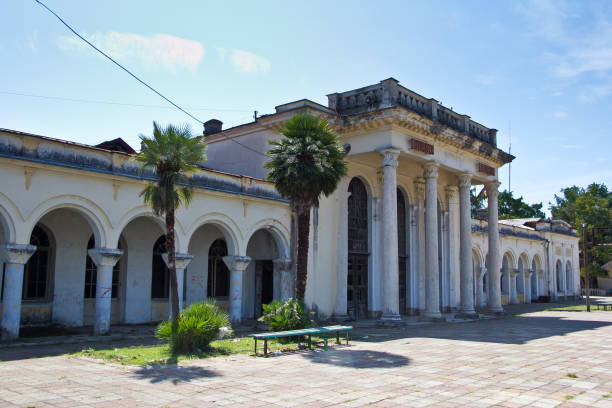 istock Old ruined abandoned railway station Abkhazia 1089547226