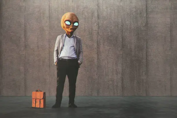 Photo of Alien businessman waiting on the street