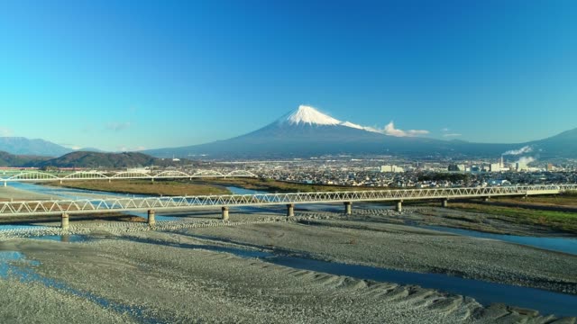 Mt. fuji and fuji river from sky