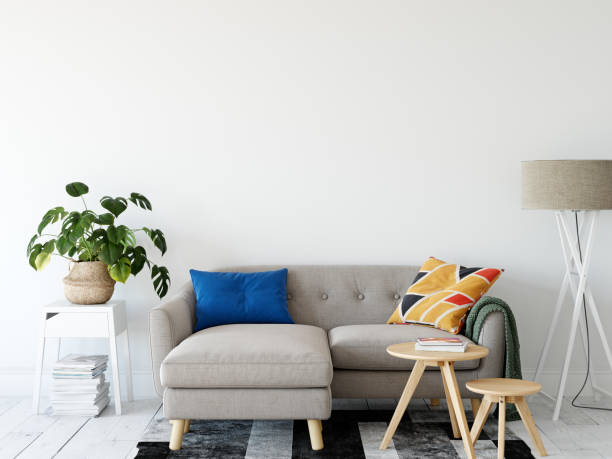 istock Living room interior. Wall mockup. Wall art. 3d rendering, 3d illustration. 1089581808