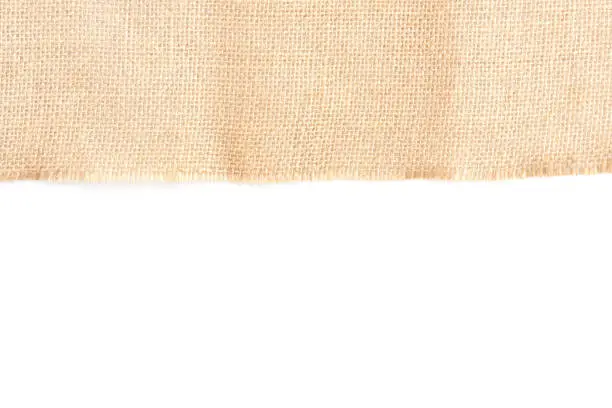 Photo of Back brown Fabric canvas texture isolate background with clipping path blank space for text design. Clean yellow beige Hessian sackcloth wool pleat woven concept cream sack pattern color.