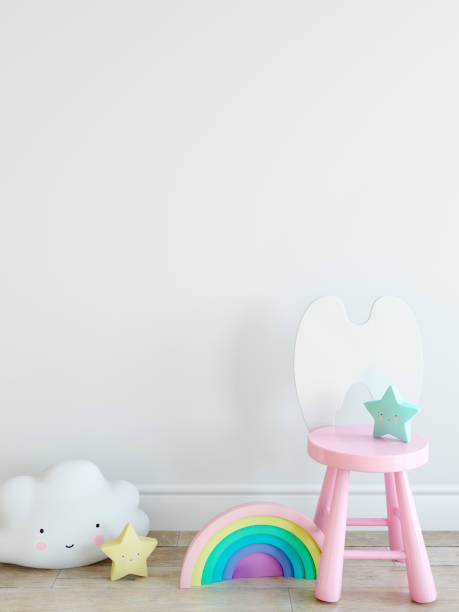 istock Wall mockup. Child's room interior. Scandinavian style. 3d rendering, 3d illustration. 1089589016