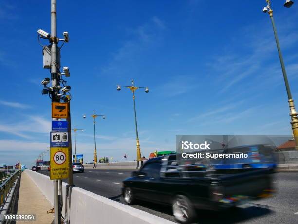 Traffic Camera Radar For Speed Control At Bangkok Thailand Stock Photo - Download Image Now