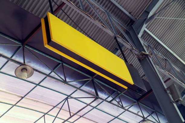 istock Yellow Empty Signage Hanging in Station with Iron Frame 1089594340