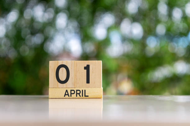 Wooden blocks calendar with date 01 April- April Fools Day 01 April- April Fools Day fool photos stock pictures, royalty-free photos & images