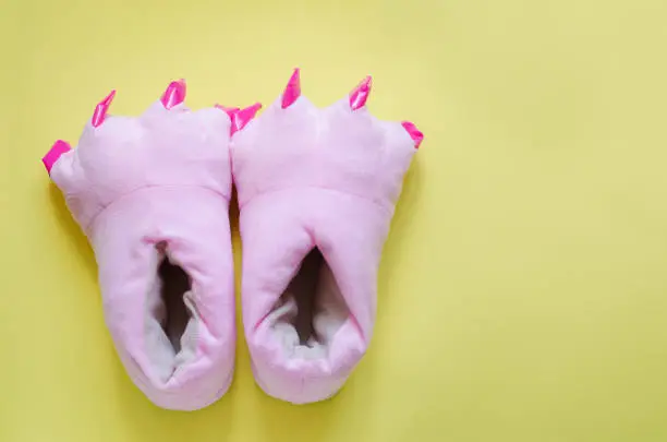 Photo of Pair of pink monster foot slippers