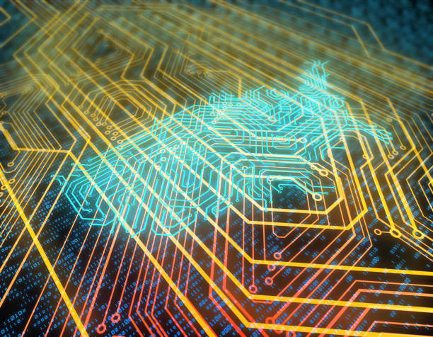 istock Electronic network technology, data transmission and storage, circuit board composed of map of the United States 1089613486