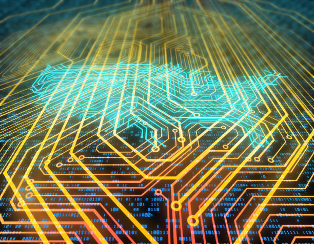 istock Electronic network technology, data transmission and storage, circuit board composed of map of the United States 1089613488
