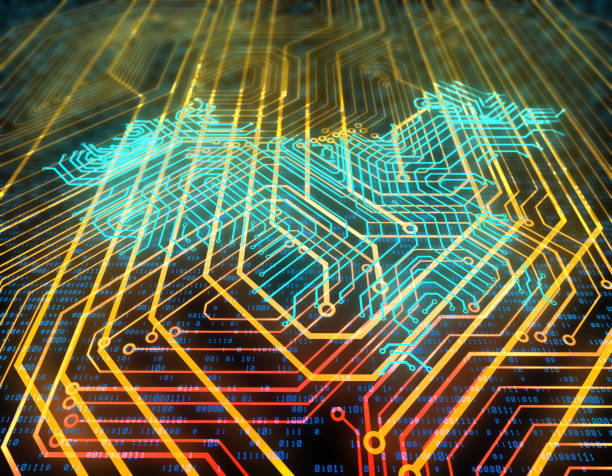 istock Electronic network technology, data transmission and storage, circuit board composed of China map 1089613554