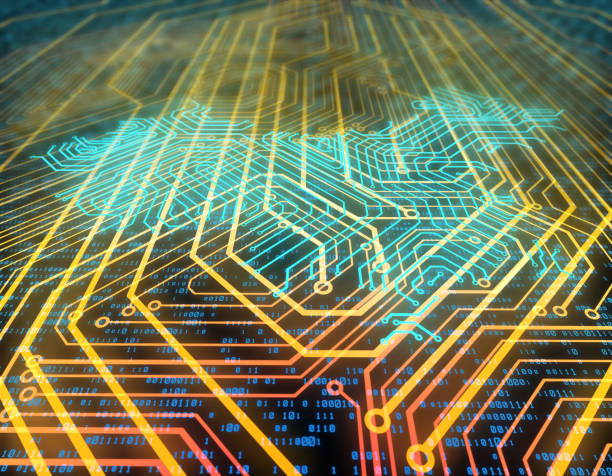 istock Electronic network technology, data transmission and storage, circuit board composed of China map 1089613560