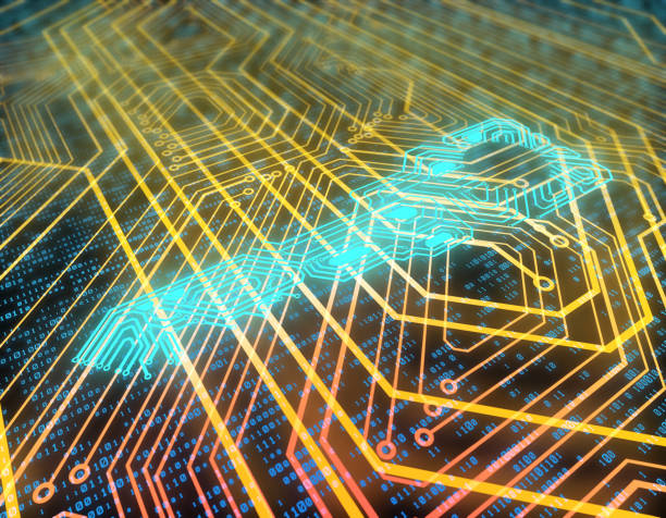 istock Electronic network technology, data transmission and storage, the key to the circuit board 1089613732