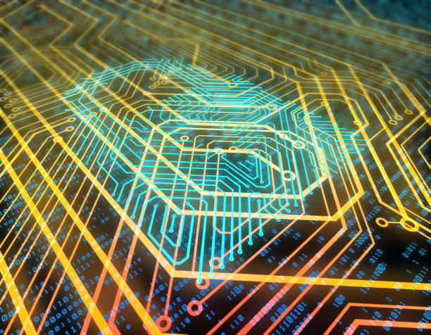 istock Electronic network technology, data transmission and storage, locks composed of circuit boards 1089613890