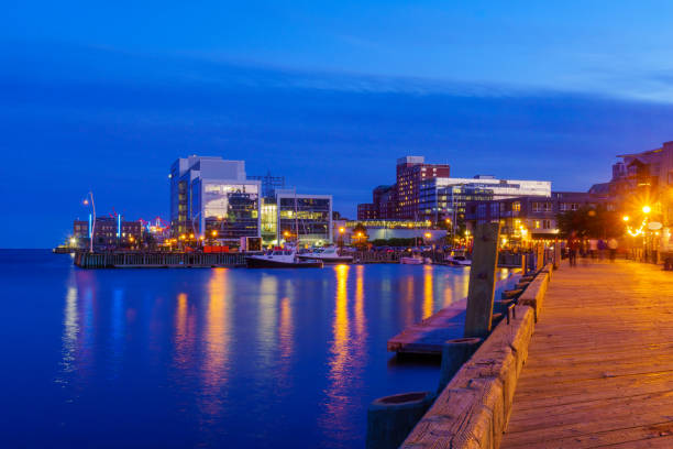 istock Harbor and downtown at night, in Halifax 1089615050