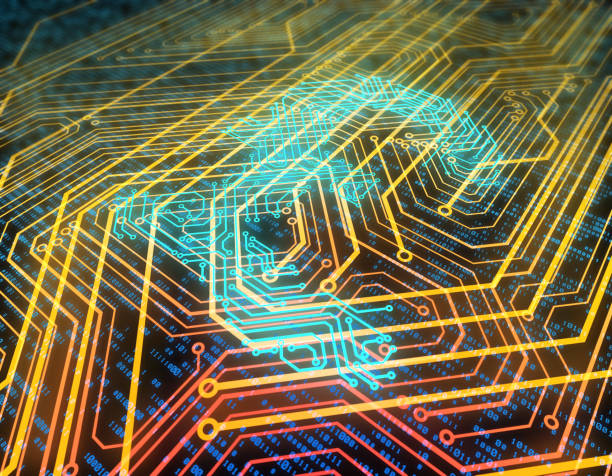 istock Electronic network technology, data transmission and storage, circuit board consisting of pound signs 1089615770