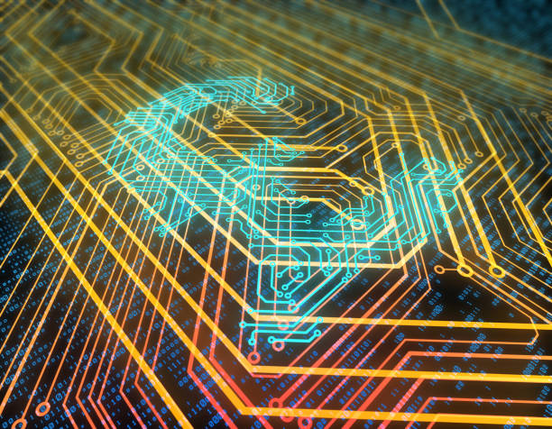 istock Electronic network technology, data transmission and storage, circuit board consisting of pound signs 1089615772
