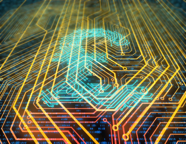 istock Electronic network technology, data transmission and storage, circuit board consisting of pound signs 1089615776