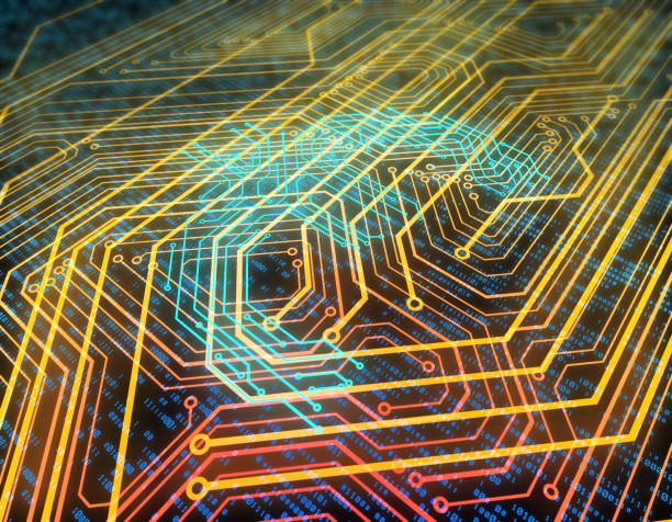 istock Electronic network technology, data transmission and storage, circuit board consisting of euro symbols 1089615958