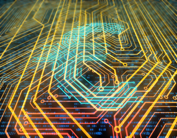 istock Electronic network technology, data transmission and storage, circuit board consisting of euro symbols 1089615960