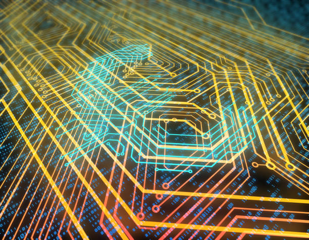 istock Electronic network technology, data transmission and storage, circuit board consisting of euro symbols 1089615966