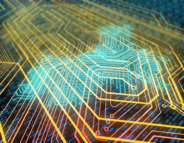 istock Electronic network technology, data transmission and storage, circuit board composed of China map 1089617010