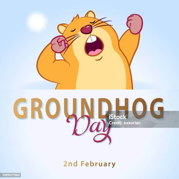 Groundhog Day Marmot Waking Up Stock Illustration - Download Image Now - Groundhog Day - Holiday, Woodchuck, Alpine Marmot