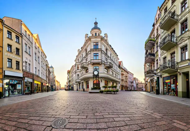 Main pedestrian street in old town of Torun, Poland