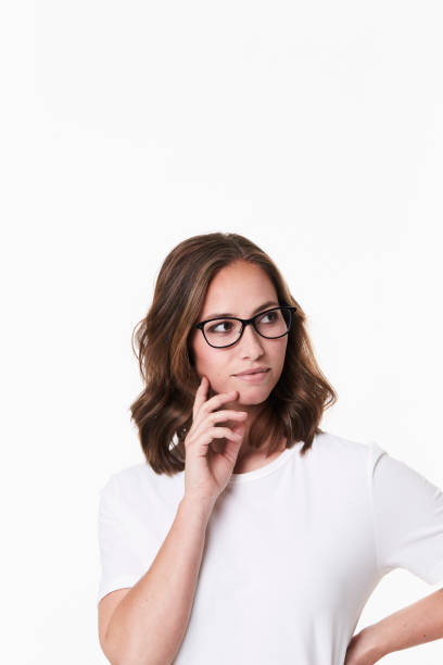 istock Glasses girl in thought 1089633372