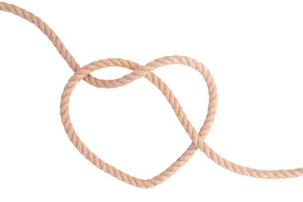 A heart made of rope on white background, isolated