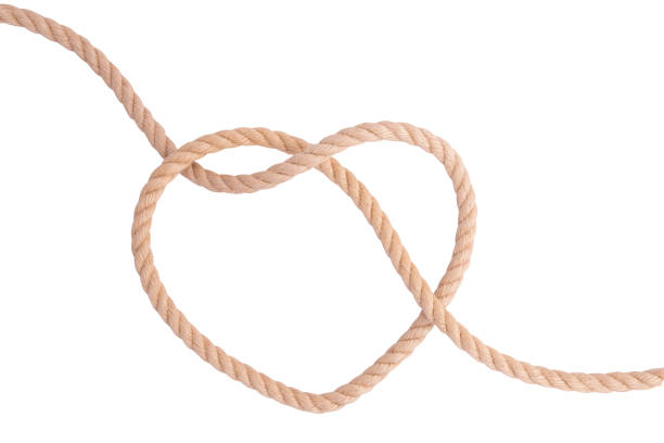 a heart made of rope on white background - lashing imagens e fotografias de stock