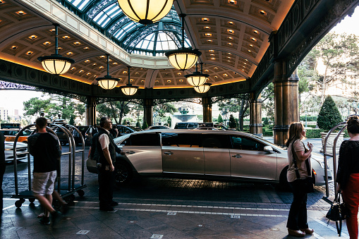 Las Vegas, Nevada, USA - June 5, 2016: People getting out of the limousine, Las Vegas